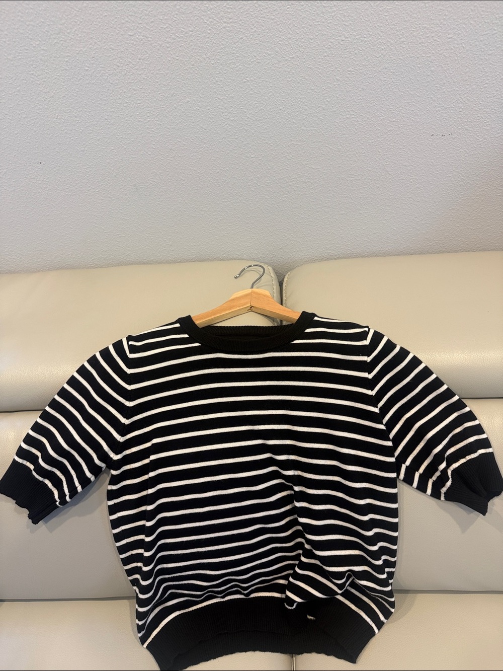 Black & White Striped Short Sleeve Knit Top